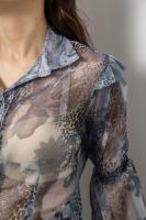Блуза жіноча з принтом шифонова, колір сірий, 230R1503-1