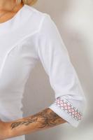 Блуза класична з вишивкою, колір білий, 230R03-1