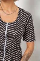 Халат жіночий на блискавці з принтом, колір чорний, 257R1030-6