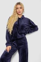Спортивний костюм жіночий велюровий, колір темно-синій, 241R2001-20
