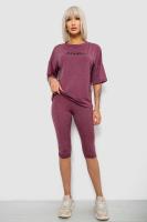 Костюм домашній жіночий з принтом, колір сливовий, 257R738-1