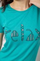 Футболка жіноча з принтом, колір бірюзовий, 244R610