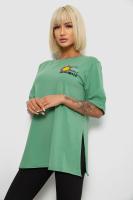 Футболка жіноча з принтом, колір оливковий, 244R1031-5