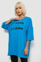Футболка жіноча з принтом, колір блакитний, 244R3012-5
